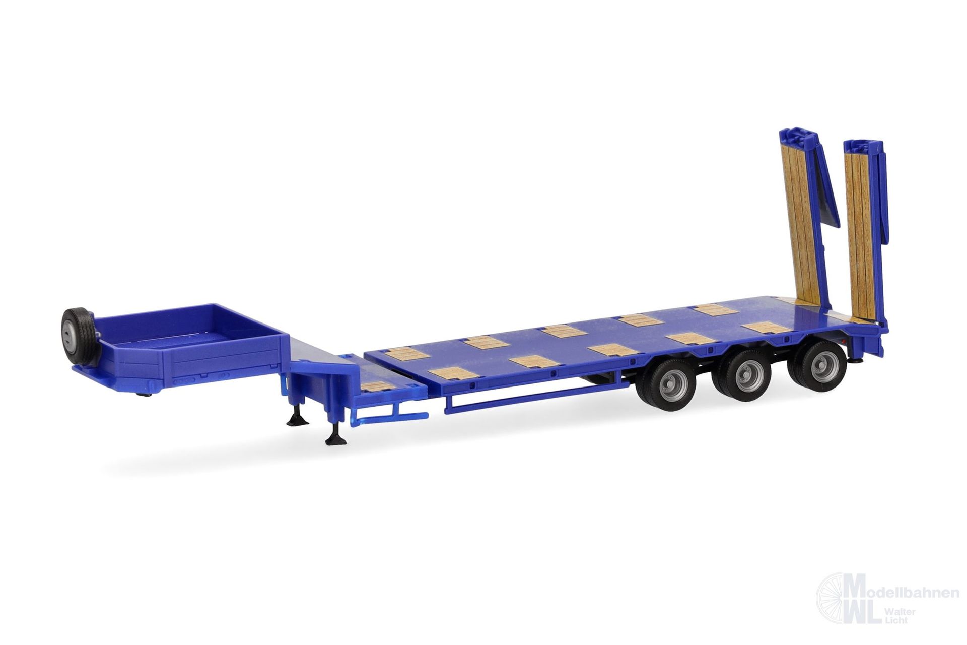 Herpa 076371-010 - Goldhofer Semitieflader mit Rampen, 3achs, ultramarinblau H0 1:87
