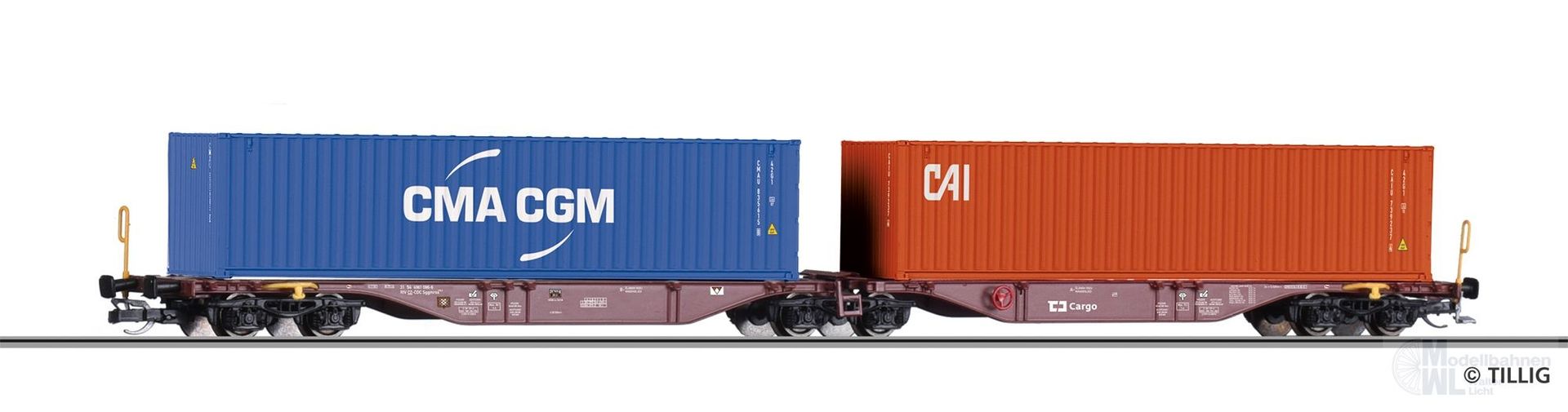 Tillig 18080 - Containertragwagen CD Cargo Ep.VI Sggmrss 578.0 TT 1:120