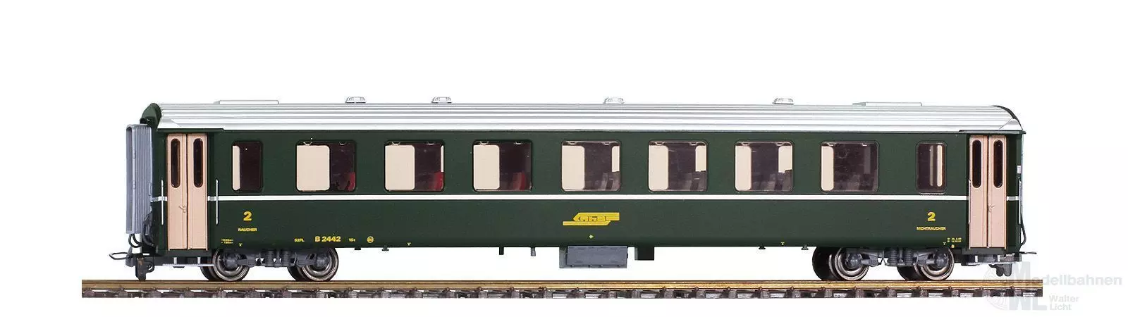 Bemo 3240112 - Einheitswagen EW II RhB Ep.IV/V B 2442 grün H0m