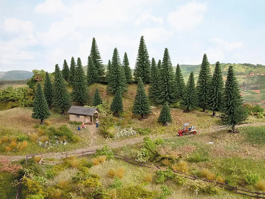Noch 32920 - Modelltannen 10 Stück, 3,5 - 9 cm hoch N 1:160 /Z 1:220