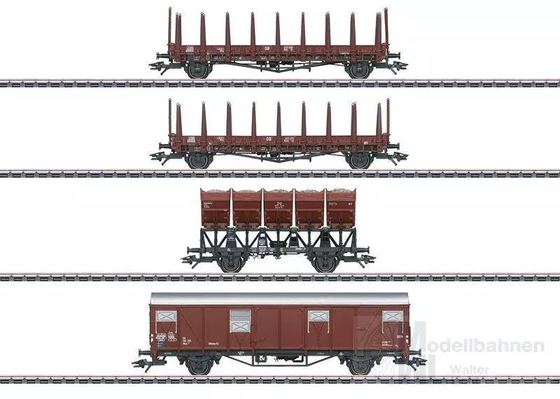 Märklin 46662 - MÄRKLIN - Güterwagen-Set DB Ep.III 4.tlg. H0/WS