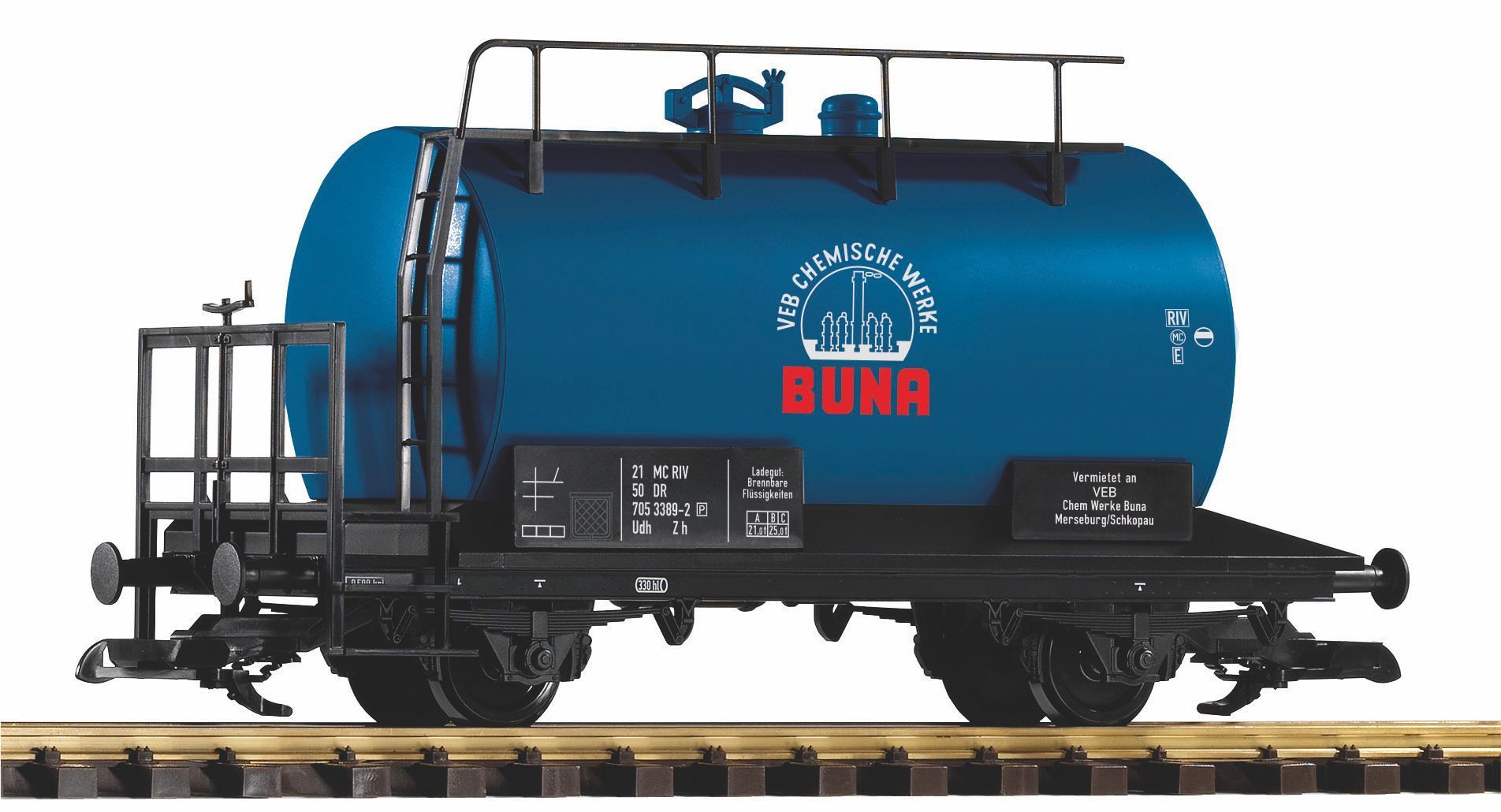 Piko 37956 - Kesselwagen DR Ep.IV Buna mit Bremserbühne Spur G 1:22,5 Piko 37956 - Kesselwagen DR Ep.IV Buna mit Bremserbühne Spur G 1:22,5