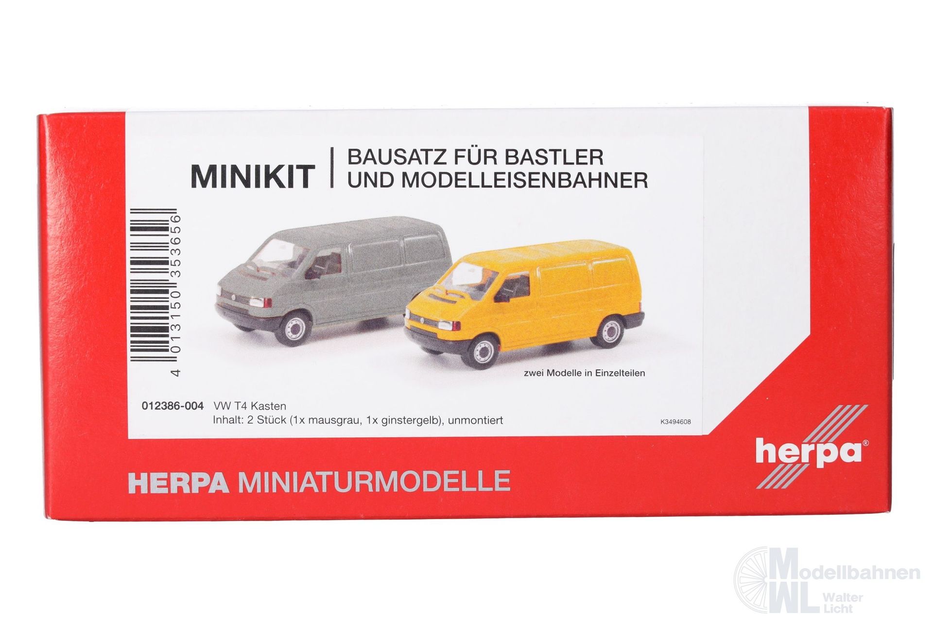 Herpa 012386-004 - MiniKit 2x VW T4 Kasten grau / ginstergelb H0 1:87