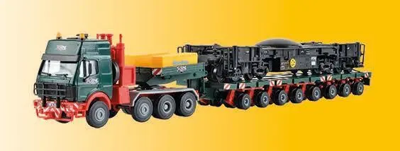 Kibri 13601 - Mercedes-Benz SK mit SCHEUERLE Plattformwagen und Unterteil Schienenkran H0 1:87