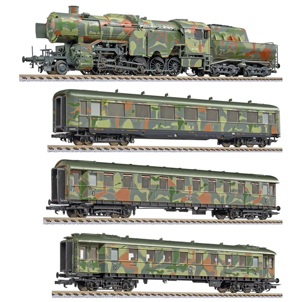 Liliput 130002 - Zugset Truppen-Transport Dampflok BR 42 + 3 Wagen DRG Ep.II H0/GL