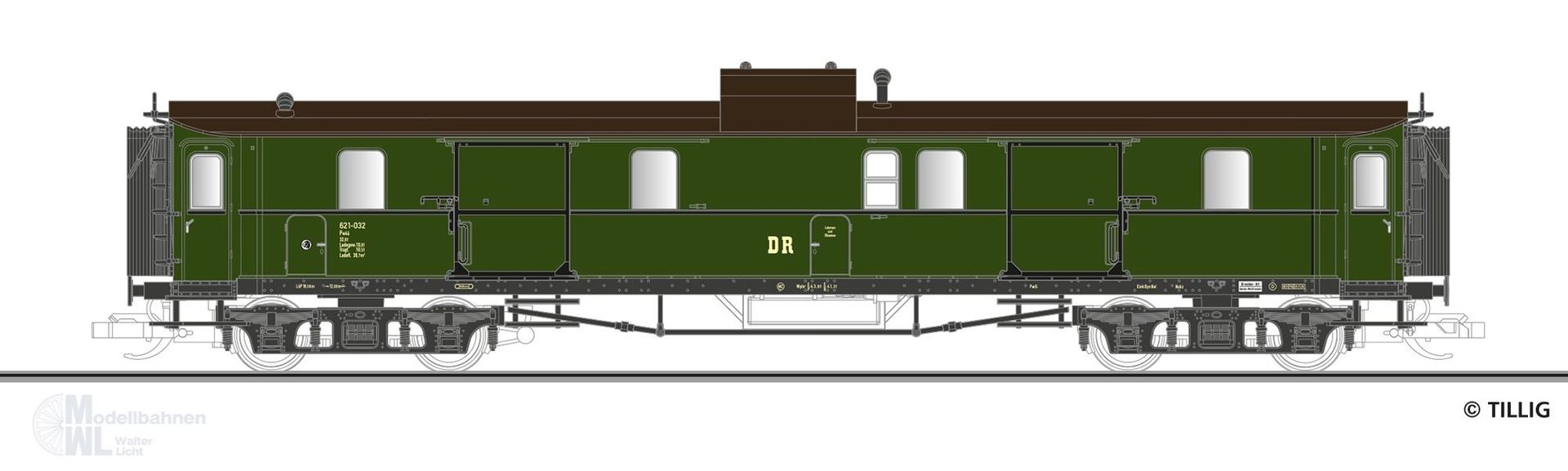 Tillig 12060 - Packwagen DR Ep.III Pw4ü  TT 1:120