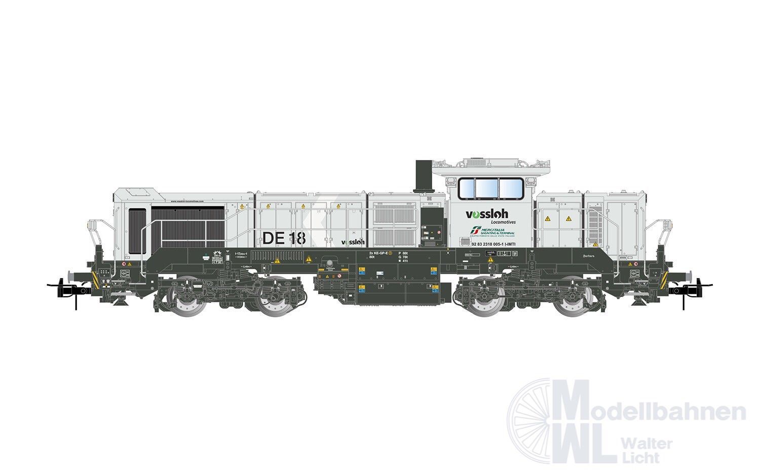 Rivarossi 2969S - Diesellok DE 18 Vossloh FS Ep.VI hellgrau H0/GL Sound
