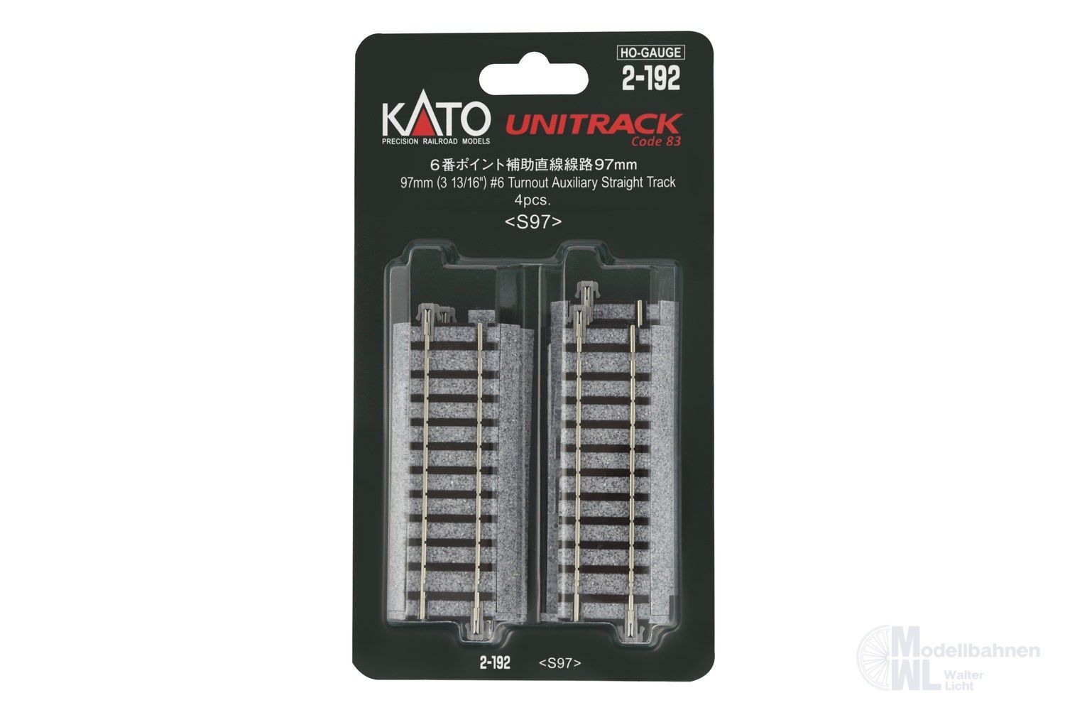 Kato 2-192 - Gleis gerade 97mm mit abnehmbarerer Böschung H0 1:87
