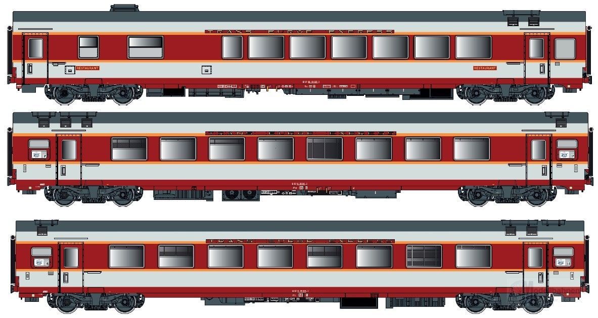 LS Models 40805AC - Personenwagen SNCF Ep.IV Etendard Set C 3.tlg. H0/WS