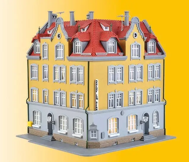 Kibri 38350 - Eckhaus inkl. Hausbeleuchtungs-Startset H0 1:87