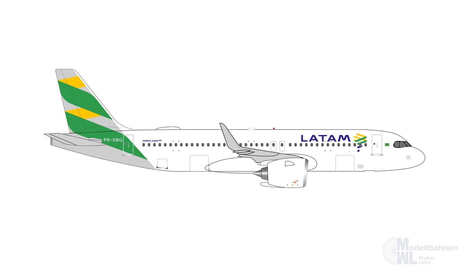 Herpa 539746 - Airbus A320neo LATAM Airlines Brazil Flag livery 1:500