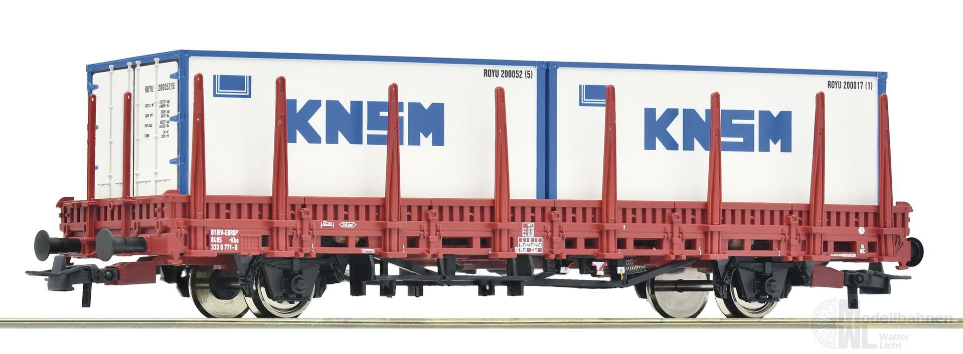 Roco 6600152 - Rungenwagen NS Ep.IV Kbs beladen mit 2 20ft Containern H0/GL