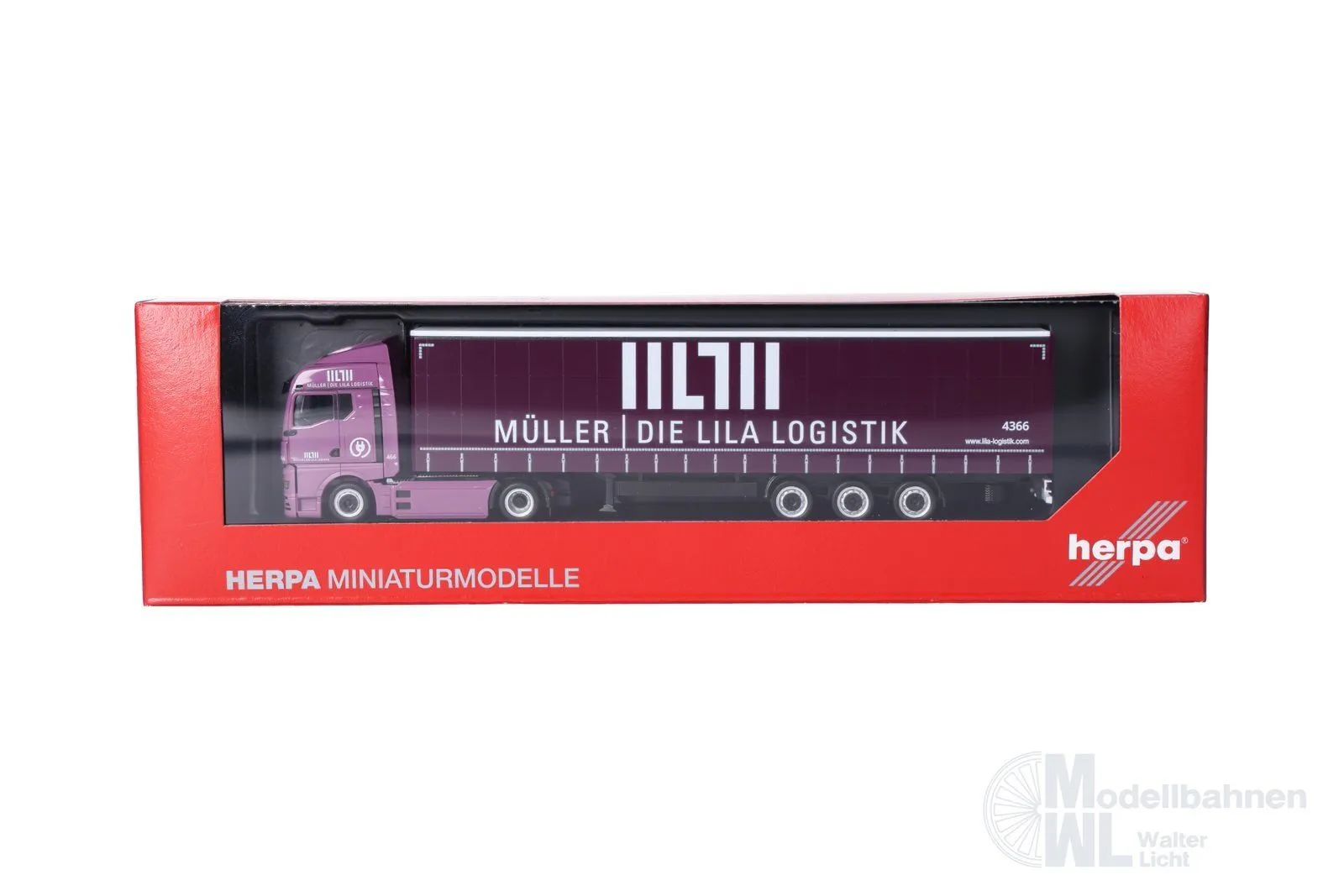 Herpa 320801 - MAN eTGX GM Gardinenplanen-Sattelzug Müller-Die Lila Logistik H0 1:87