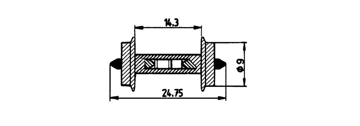 Roco 40187 - Radsatz 9mm für Besetztmeldung H0/GL