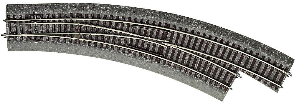 Roco 42571 - Bogenweiche rechts BWR 5/6 hand mit Bettung H0/GL