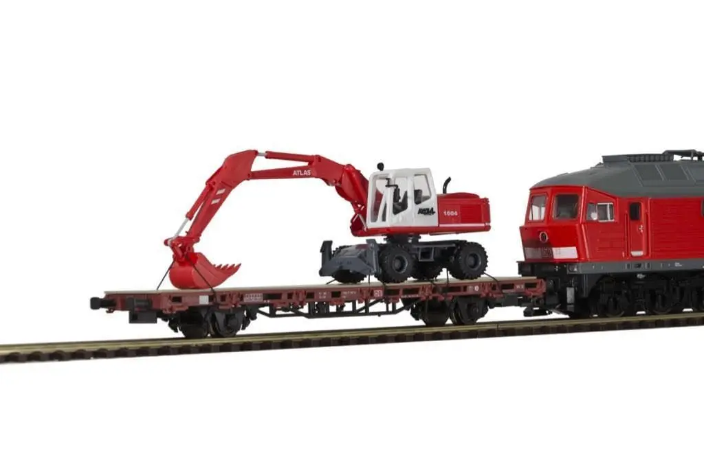 Kibri 26258 - Niederbordwagen mit ATLAS Radbagger Fertigmodell H0/GL