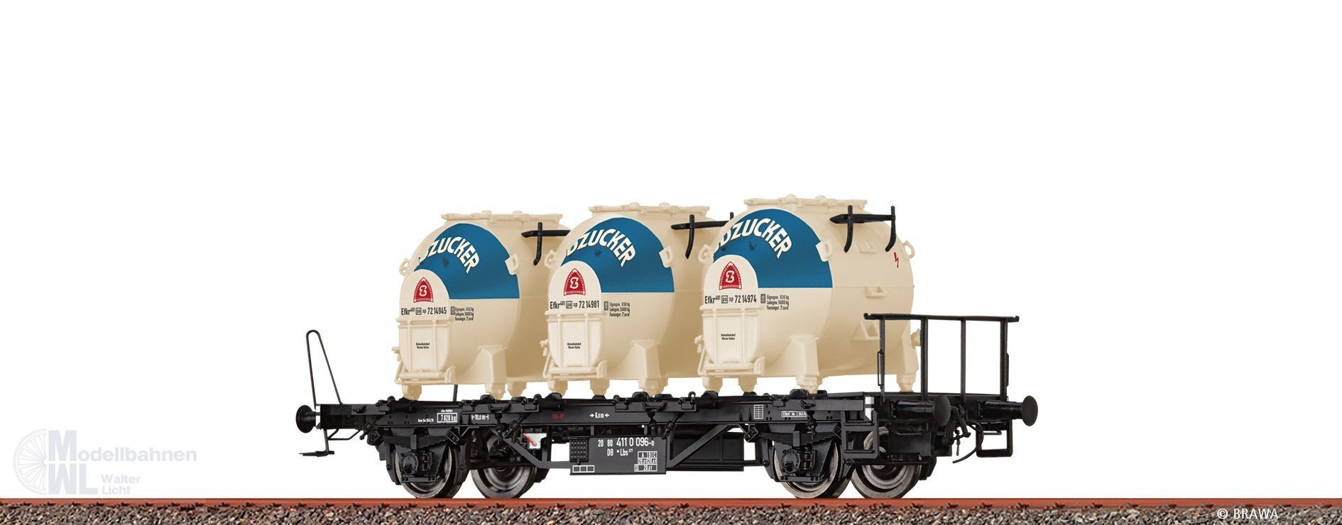 Brawa 50922 - Behältertragwagen DB Ep.IV Lbs577 Südzucker H0/GL Brawa 50922 - Behältertragwagen DB Ep.IV Lbs577 Südzucker H0/GL