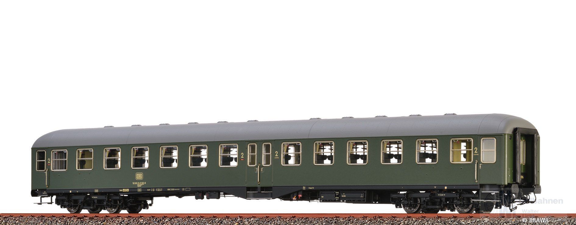 Brawa 58030 - Mitteleinstiegswagen DB Ep.IV 2.Kl. grün H0/WS Innenbeleuchtung