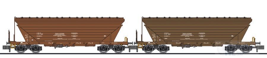 Liliput 260220 - Getreidetransportwagen Set Bulgarien Ep.V/VI Uagpps braun 2.tlg. N 1:160