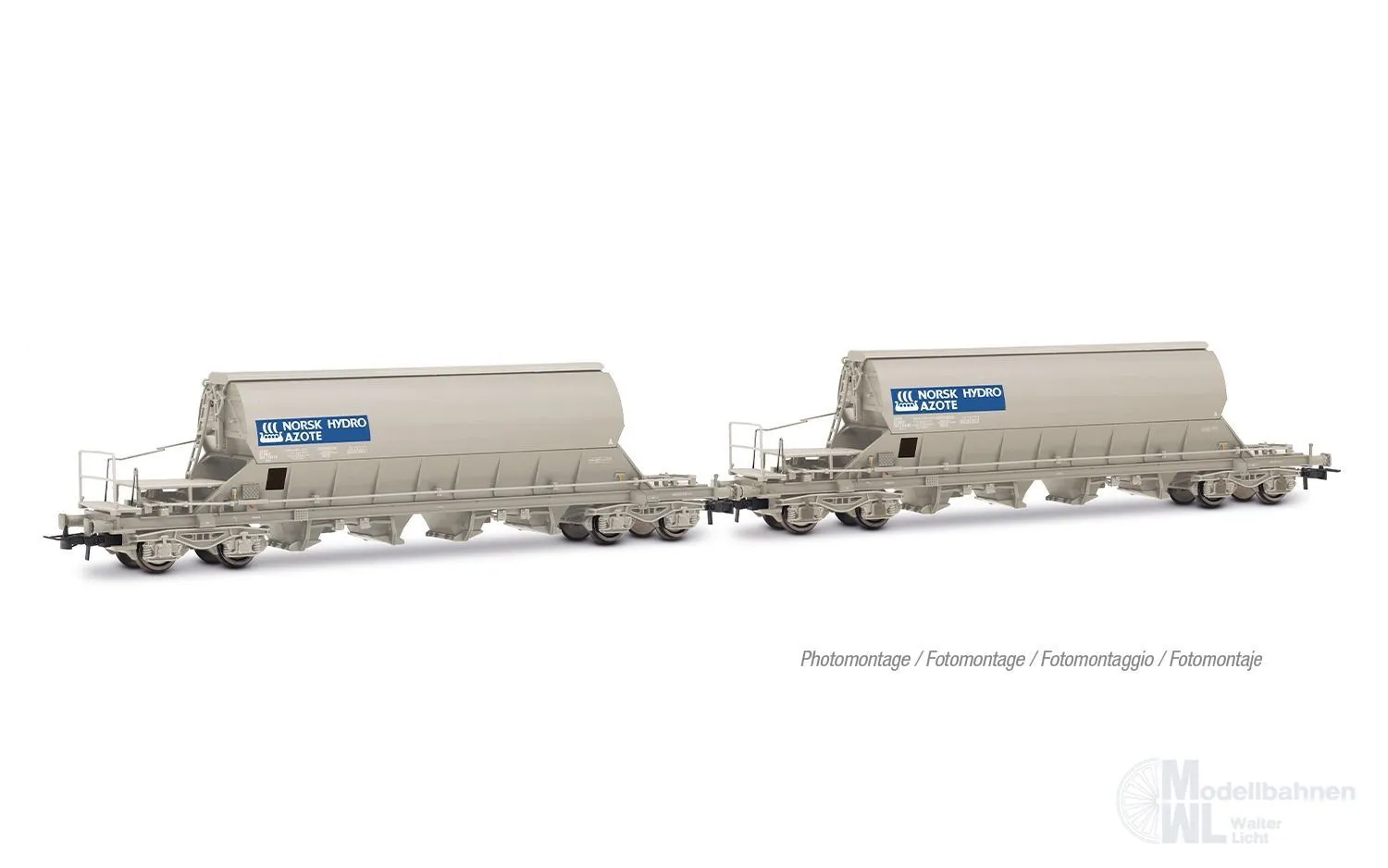 Jouef 6307 - Schwenkdachwagen Set SNCF Ep.V 2.tlg. Norsk Hydro Azote H0/GL