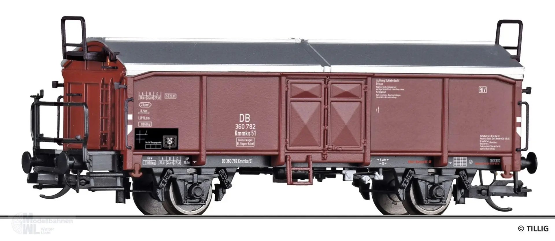 Tillig 17680 - Schiebedachwagen DB Ep.III Kmmks 51 TT 1:120