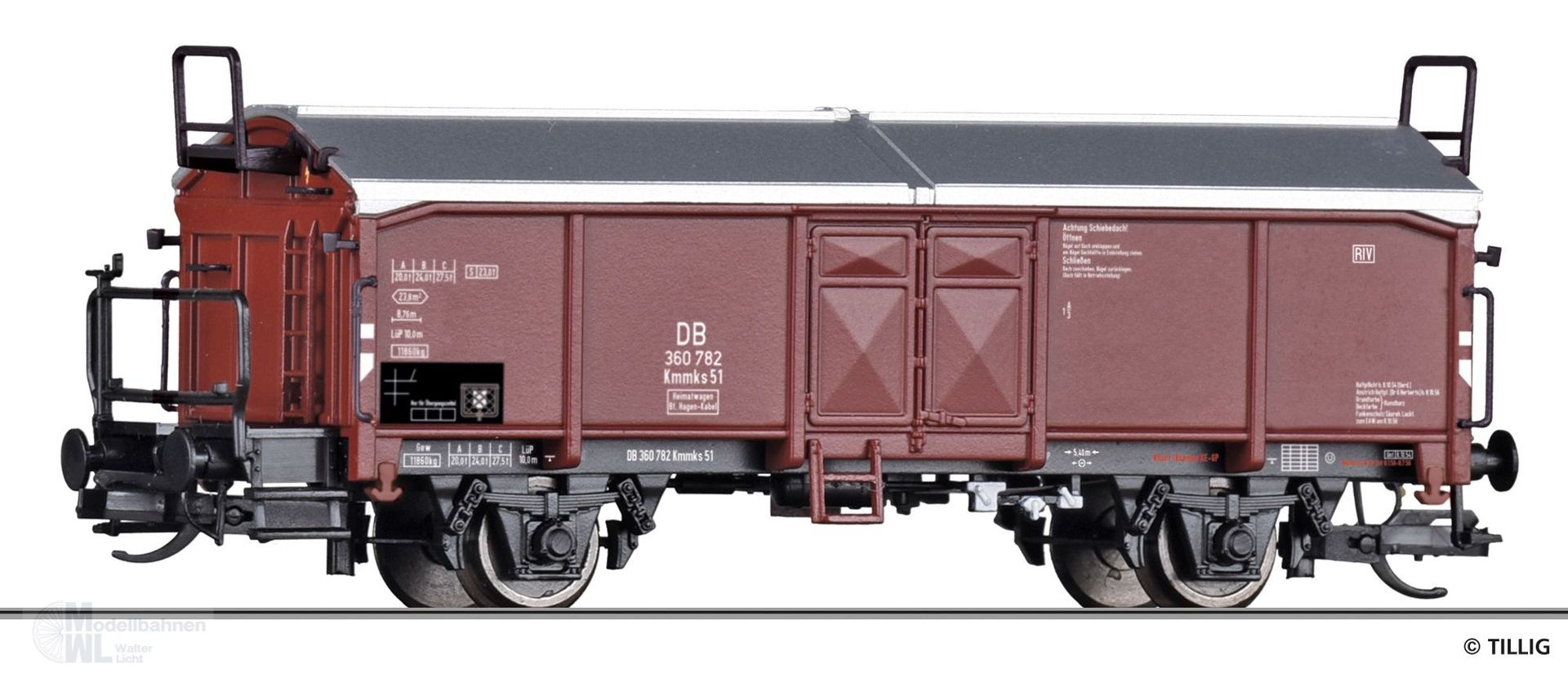 Tillig 17680 - Schiebedachwagen DB Ep.III Kmmks 51 TT 1:120