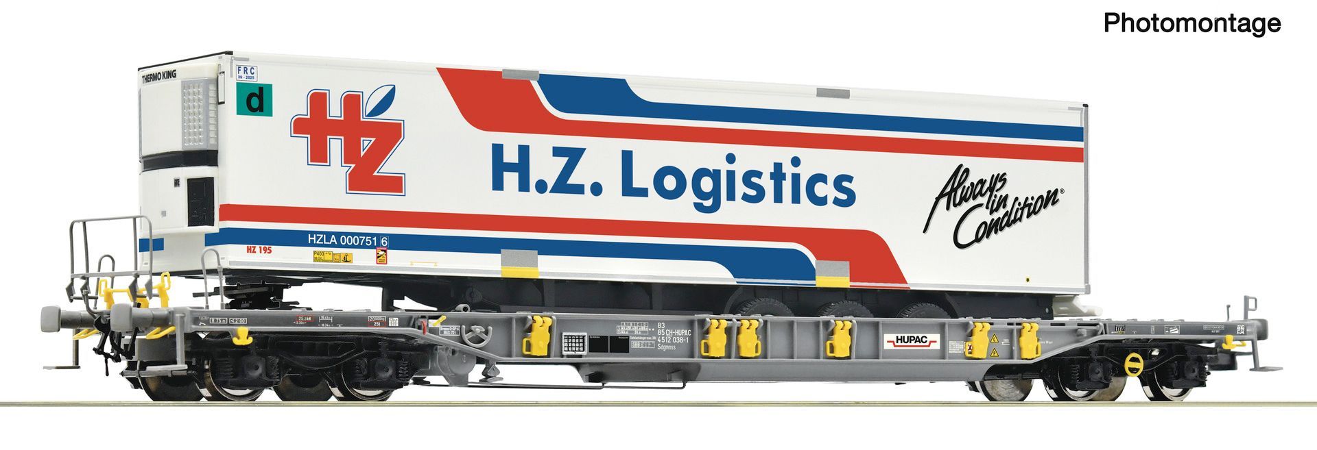 Roco 6600360 - Taschenwagen T3 Hupac mit H.Z. Logistics Kühltrailer