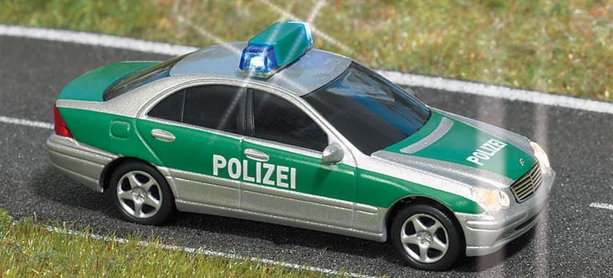 Busch 5630 - Mercedes-Benz C Klasse Polizei m.Blinklicht H0 1:87 Busch 5630 - Mercedes-Benz C Klasse Polizei m.Blinklicht H0 1:87