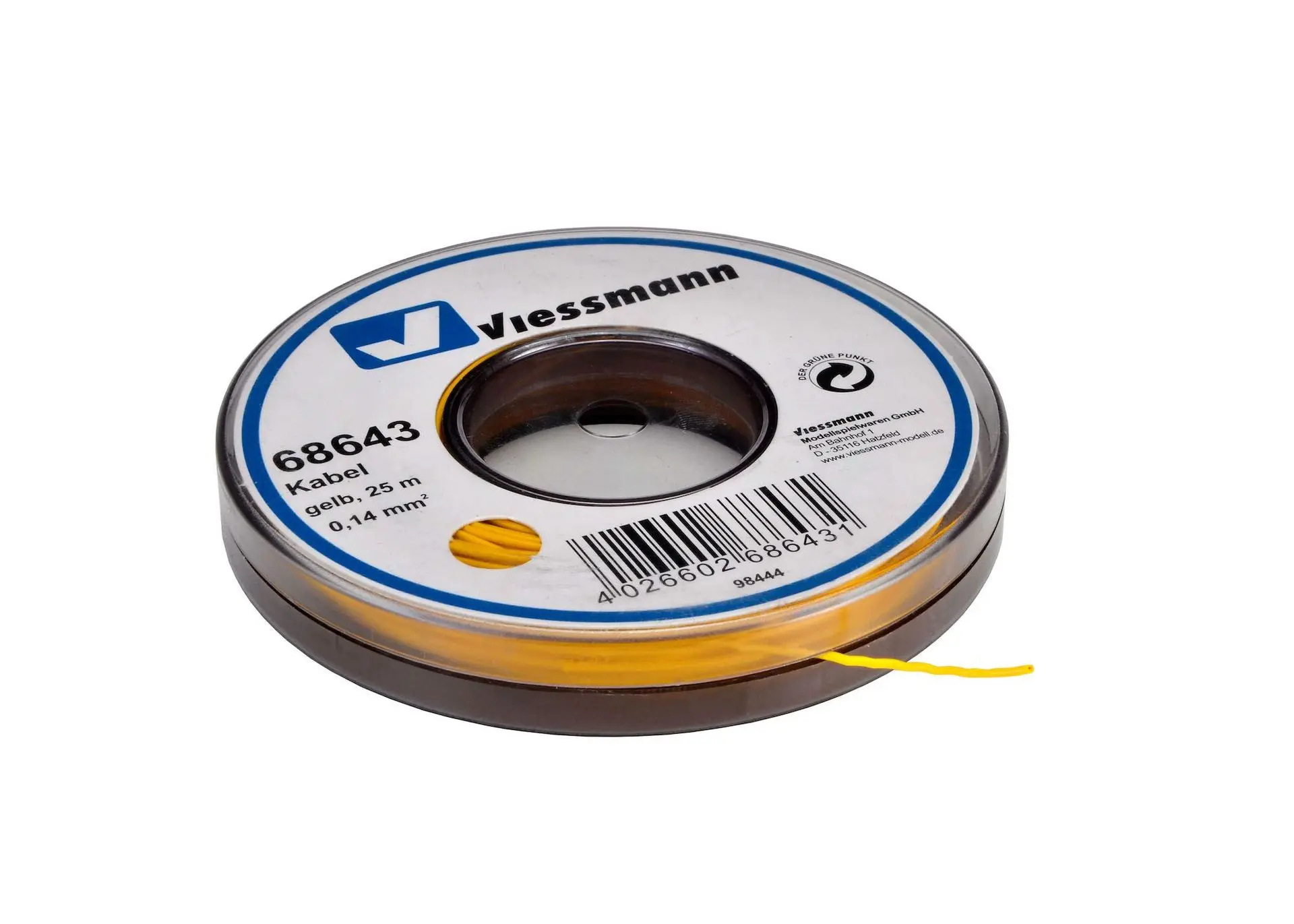 Viessmann 68643 - Kabel auf Abrollspule 0,14mm gelb 25 Meter
