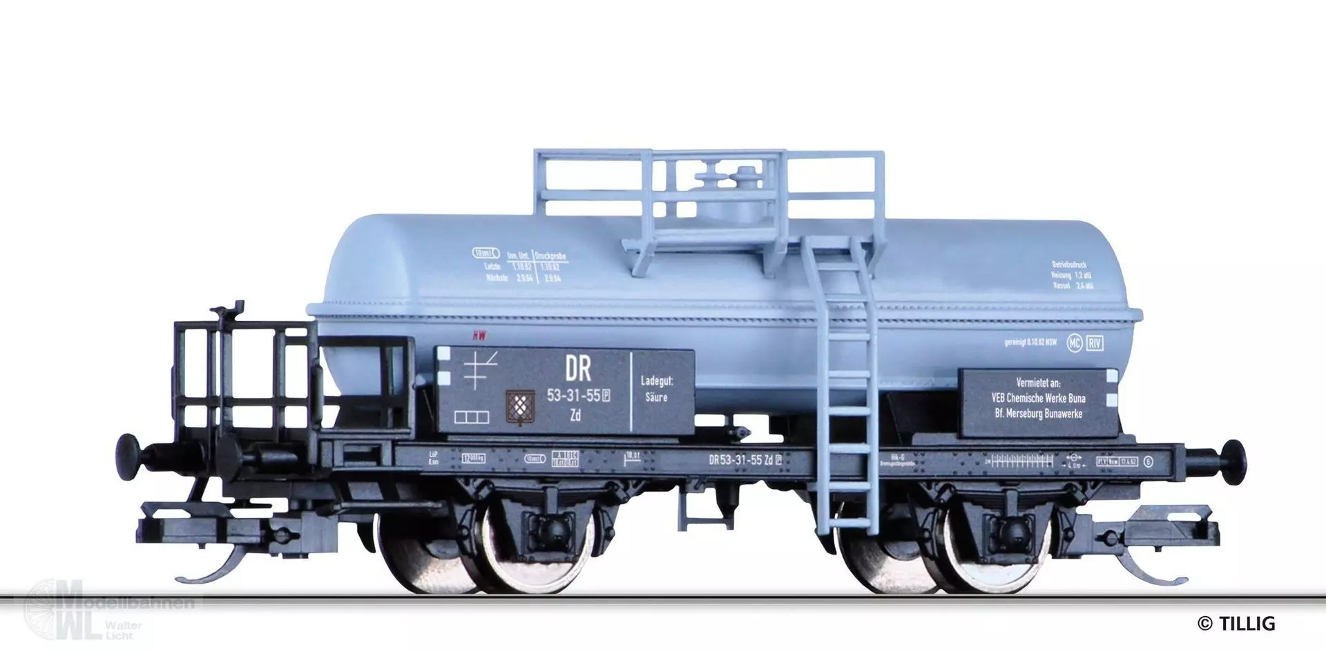 Tillig 14987 - Säurekesselwagen DR Ep.III Zd VEB Chemische Werke Buna TT 1:120