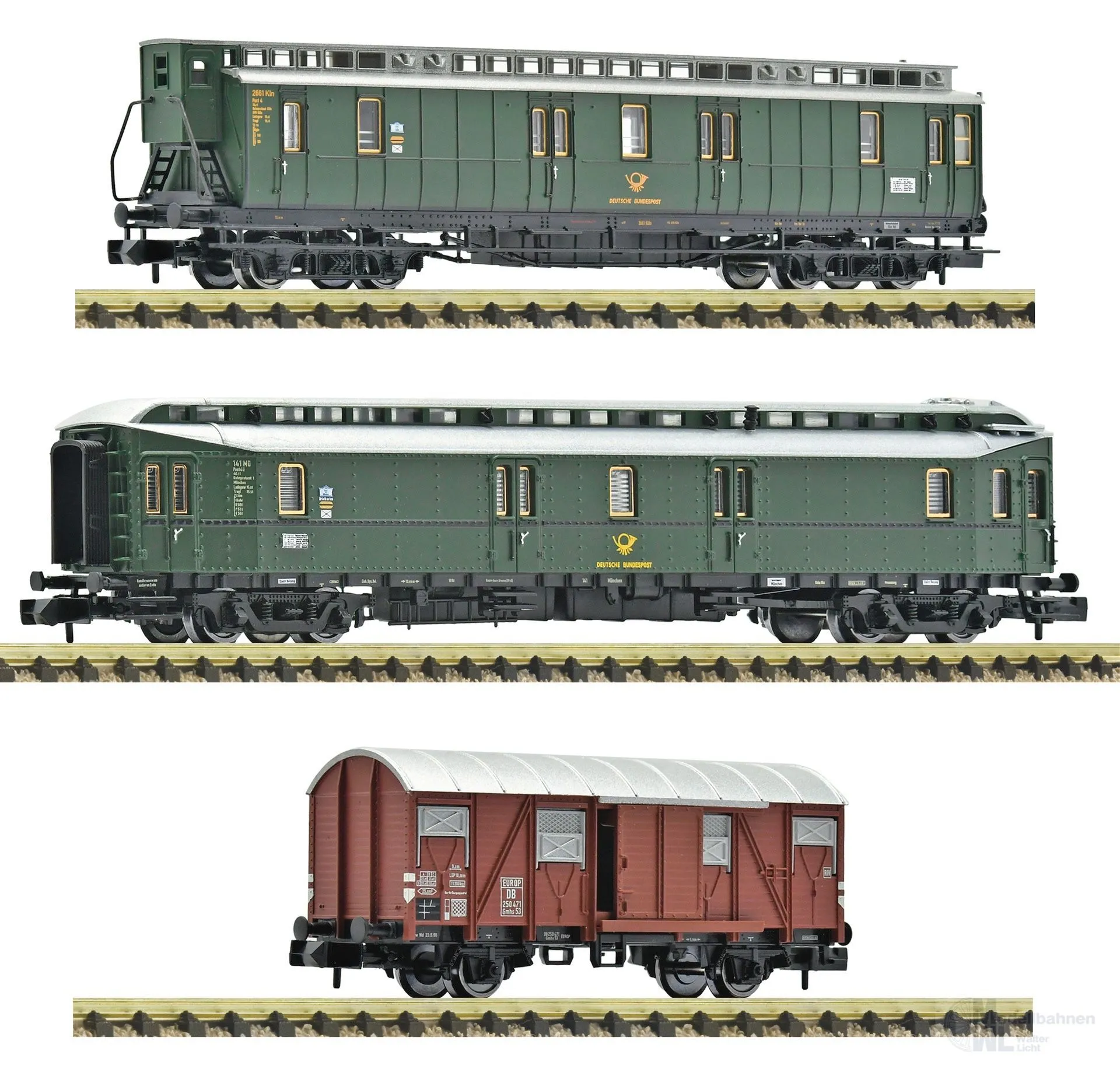 Fleischmann 6660168 - Postzugwagen Set DB Ep.III 3.tlg. N 1:160