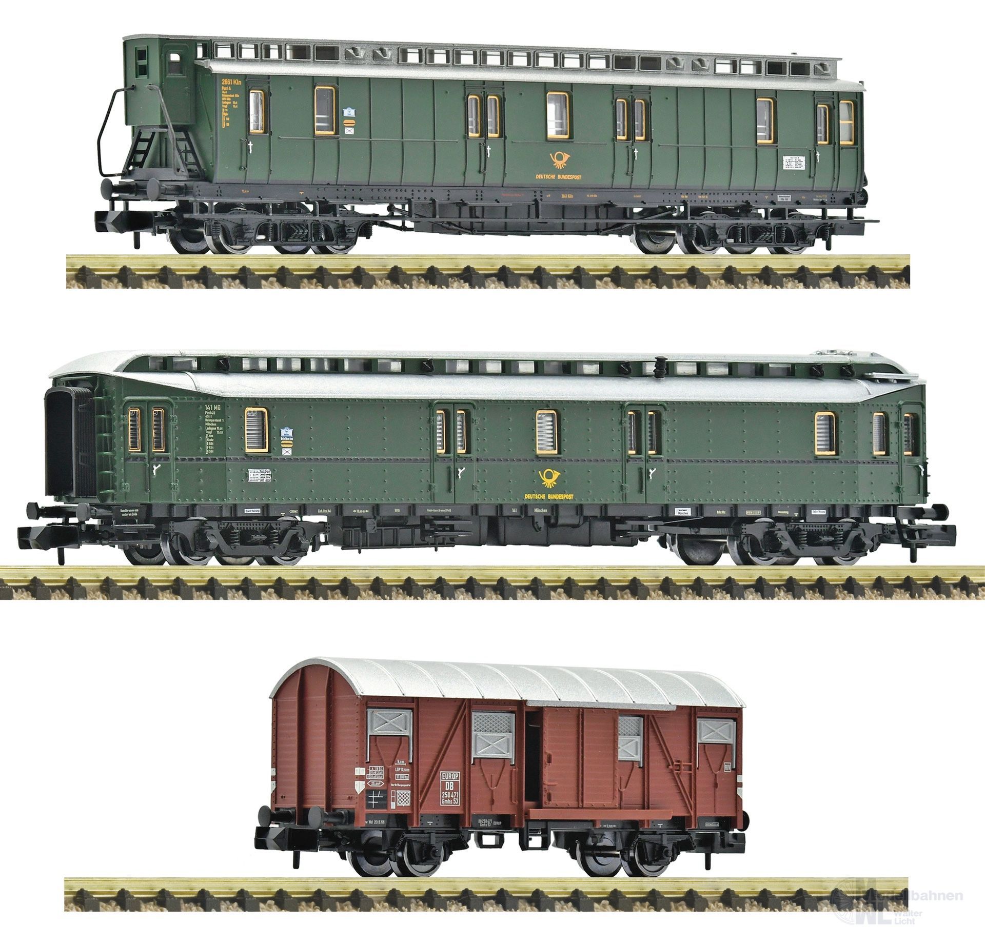 Fleischmann 6660168 - Postzugwagen Set DB Ep.III 3.tlg. N 1:160