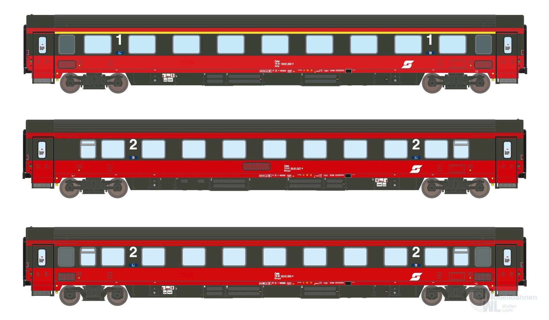 ASM 24002 - Personenwagen Set ÖBB Ep.IV EC 64 Amz+2xBmpz 3.tlg. N 1:160 ASM 24002 - Personenwagen Set ÖBB Ep.IV EC 64 Amz+2xBmpz 3.tlg. N 1:160