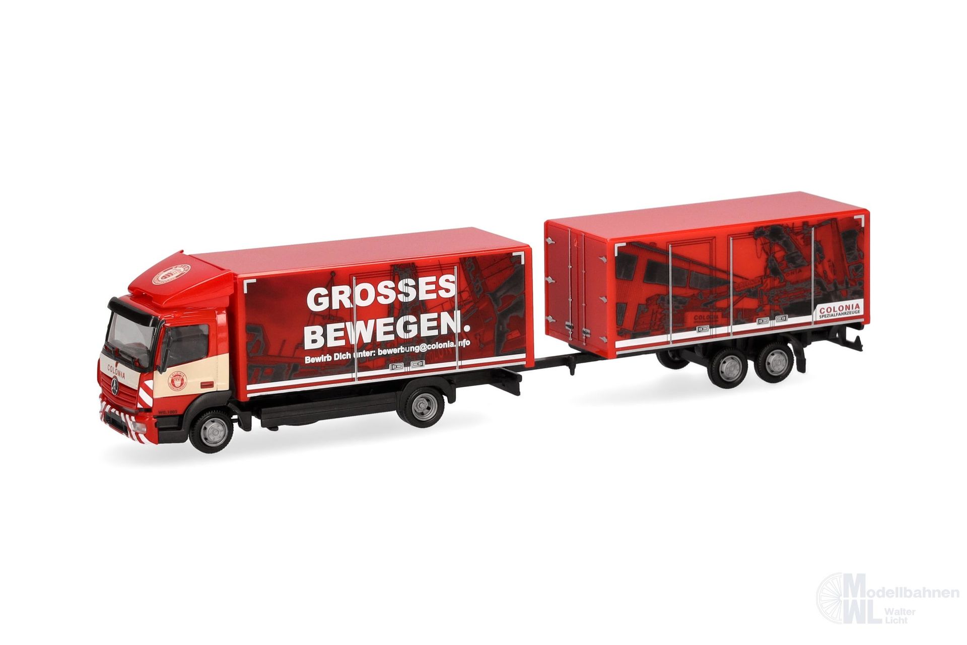 Herpa 319744 - Mercedes-Benz Atego 13 Koffer-Hängerzug Colonia H0 1:87