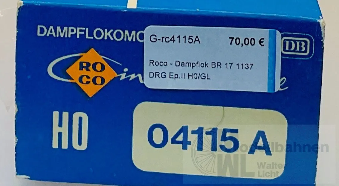 Roco 4115A - Roco - Dampflok BR 17 1137 DRG Ep.II H0/GL