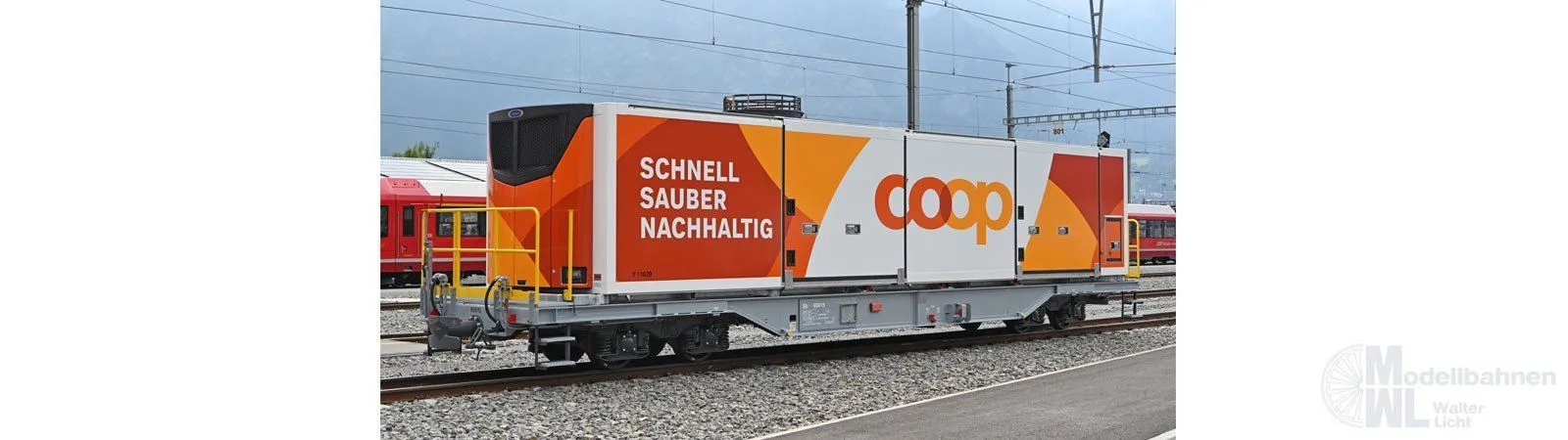 Bemo 2292115 - Containertragwagen Sb 65615 RhB mit Klimacontainer Coop H0m