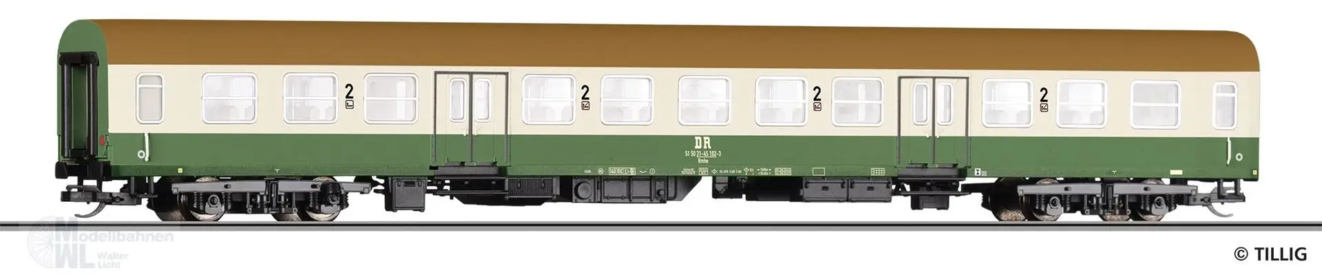 Tillig 12607 - Personenwagen DR Ep.IV Bmhe 2.Kl. 2.Betriebsn. TT 1:120