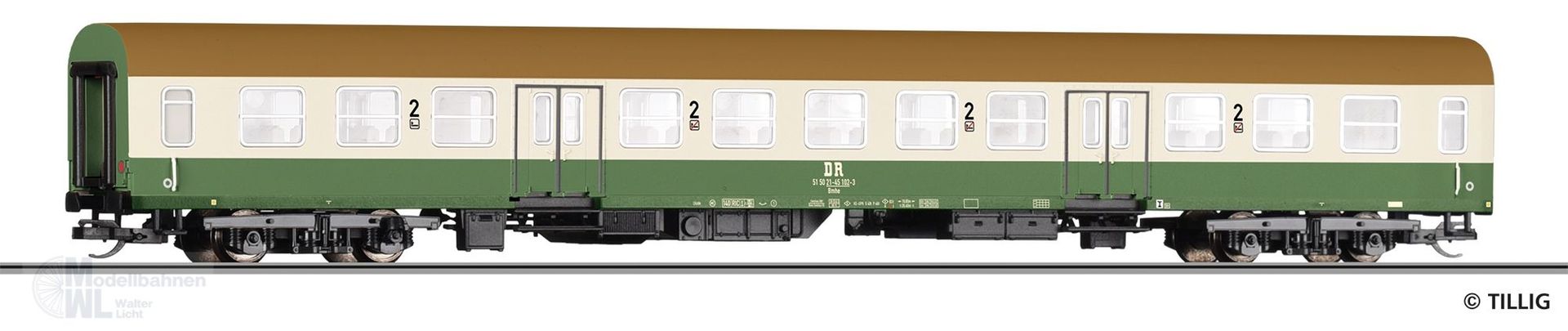 Tillig 12607 - Personenwagen DR Ep.IV Bmhe 2.Kl. 2.Betriebsn. TT 1:120