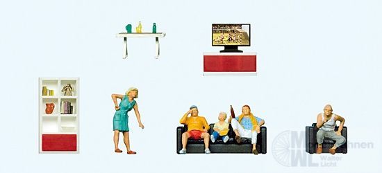 Preiser 10649 - Familie beim Fernsehen mit Wohnzimmereinrichtung H0 1:87 Preiser 10649 - Familie beim Fernsehen mit Wohnzimmereinrichtung H0 1:87