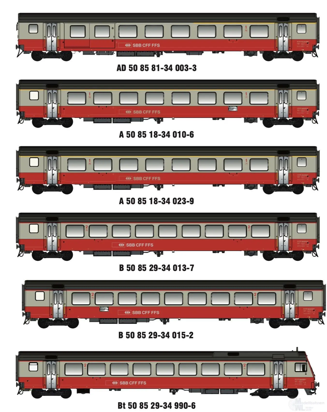 LS Models MW2109DC - Personenwagen Set EW III SBB Ep.IV Airport Express 6.tlg. H0/GL