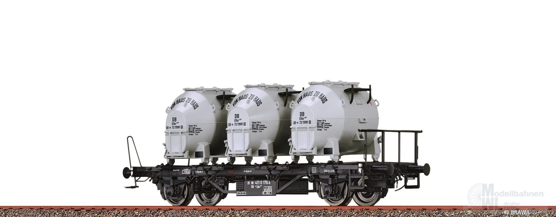 Brawa 50601 - Behältertragwagen DB Ep.IV Lbs 577 mit Efkr 401 Von Haus zu Haus H0/GL