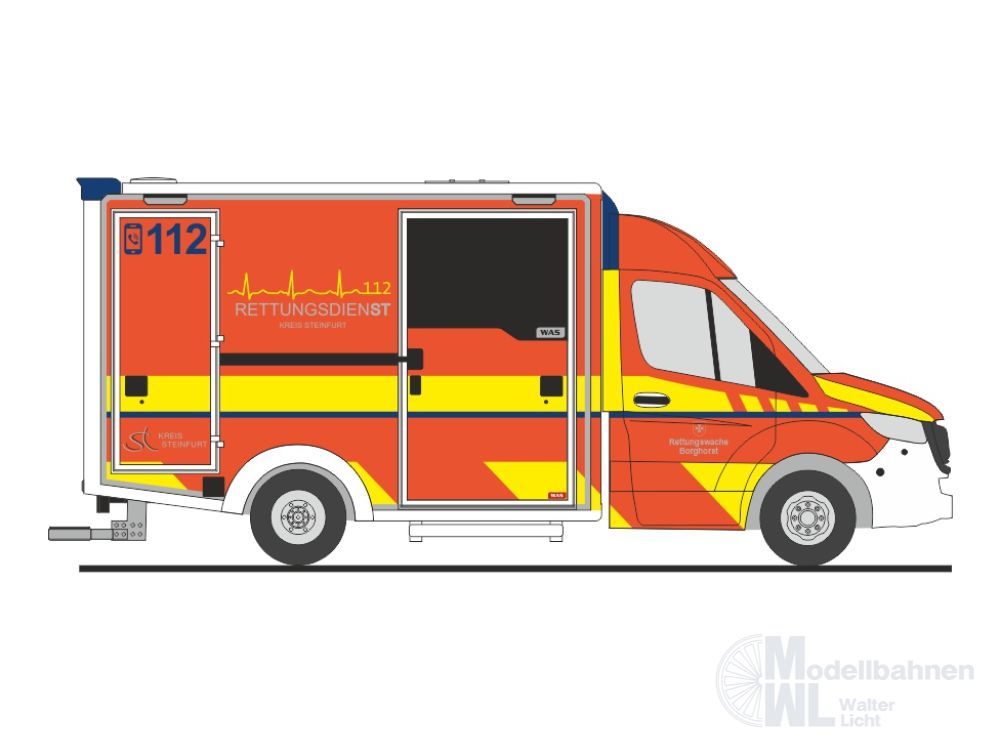 Rietze 76097 - WAS Design-RTW ´18 Rettungsdienst Kreis Steinfurt H0 1:87