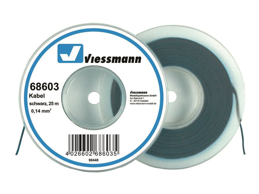 Viessmann 68603 - Kabel auf Abrollspule 0,14mm schwarz 25 Meter