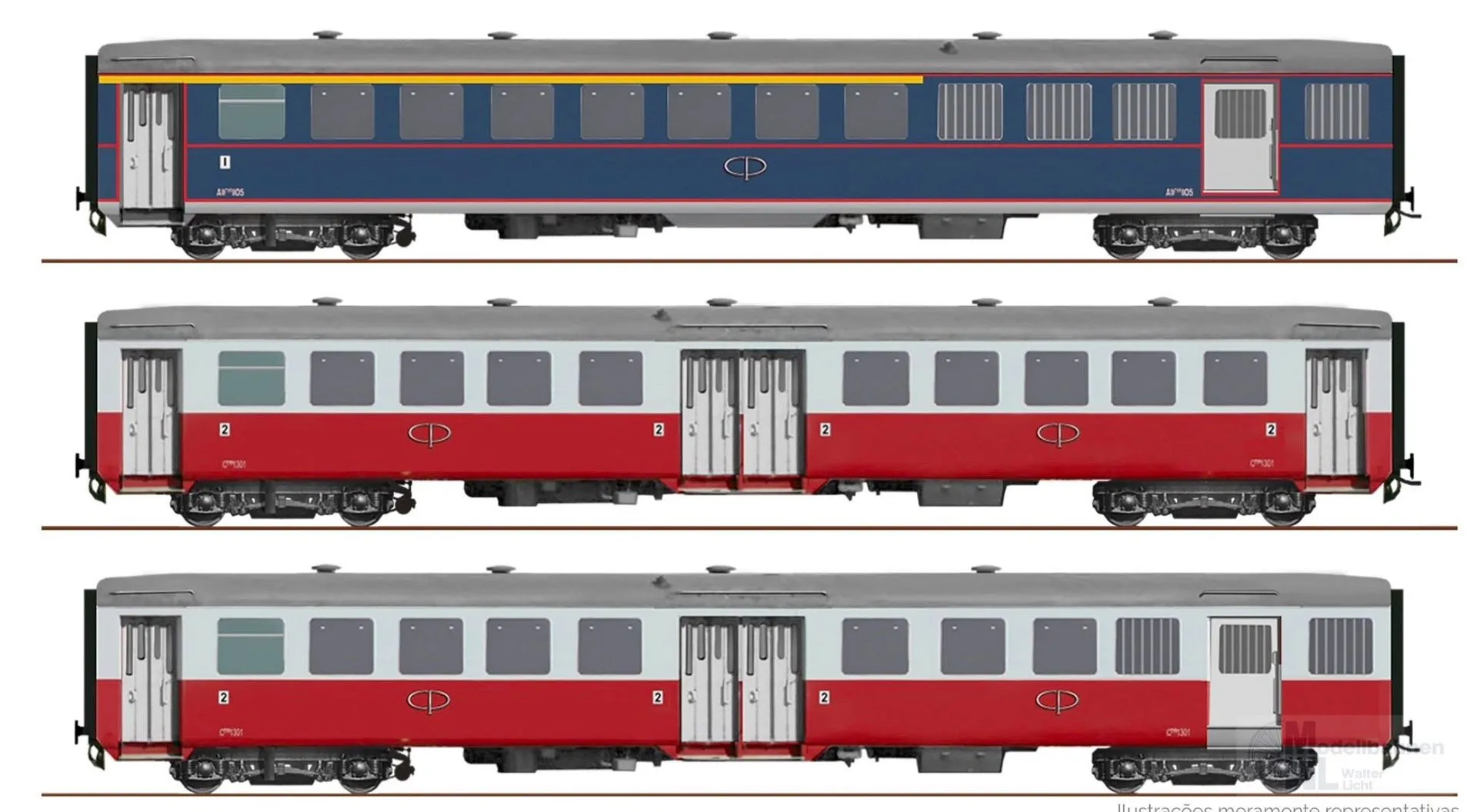 Sudexpress S1301 - Personenwagen Set CP Ep.III 3.tlg. Schindler Coaches H0/GL