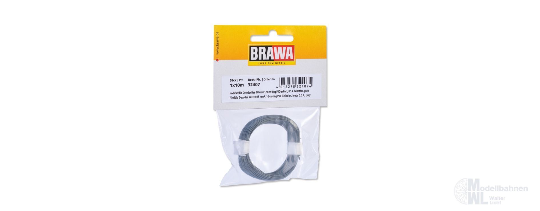 Brawa 32407 - Decoderlitze 0.05qmm grau 10 Meter