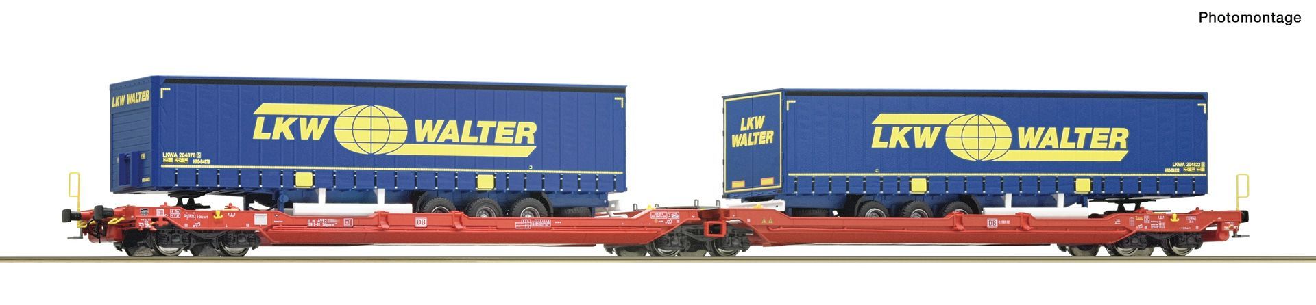 Roco 77385 - Doppeltaschentragwagen DB Ep.VI LKW Walter H0/GL Roco 77385 - Doppeltaschentragwagen DB Ep.VI LKW Walter H0/GL