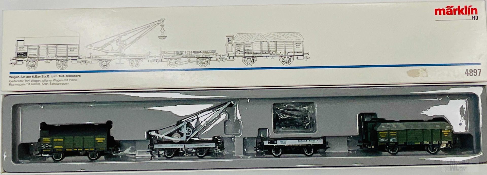 Märklin 4897 - MÄRKLIN - Wagen-Set Torf-Transport K.BAy.Sts.B. Ep.I 4.tlg. H0/WS