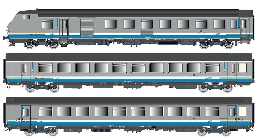 LS Models 41253DC - Personenwagen Set VU+VTU SNCF Ep.V TER RA 3.tlg. H0/GL
