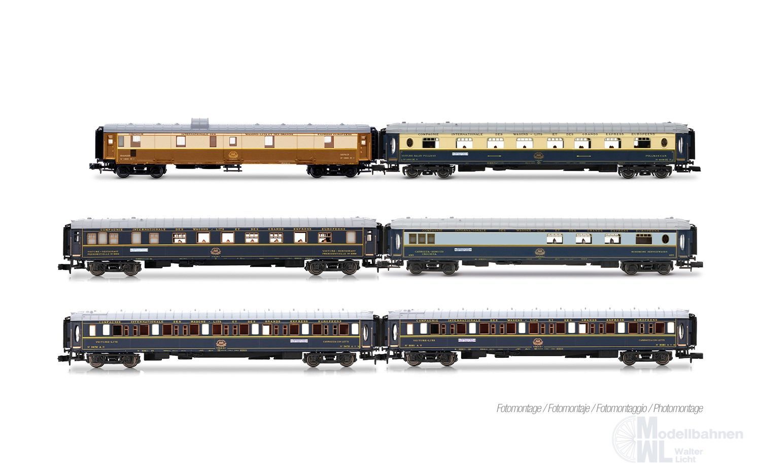 Arnold 4522 - Personenwagen Set Intraflug/CIWL Ep.IV 6.tlg. 50 Jahre Nostalgie Orient-E
