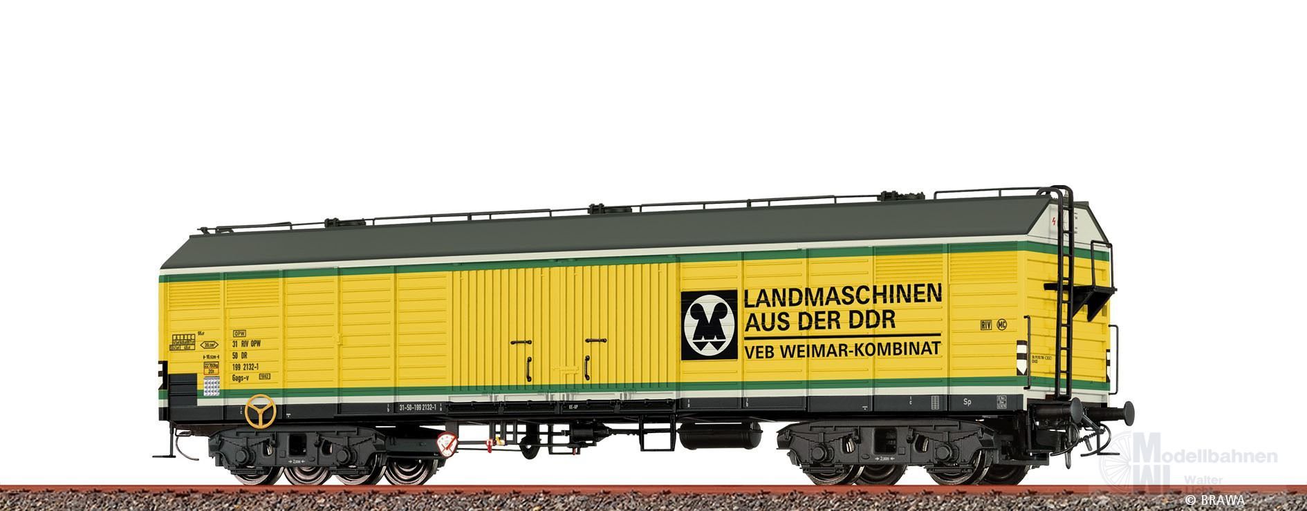 Brawa 50417 - Güterwagen ged. DR Ep.IV VEB Weimar-Kombinat H0/GL